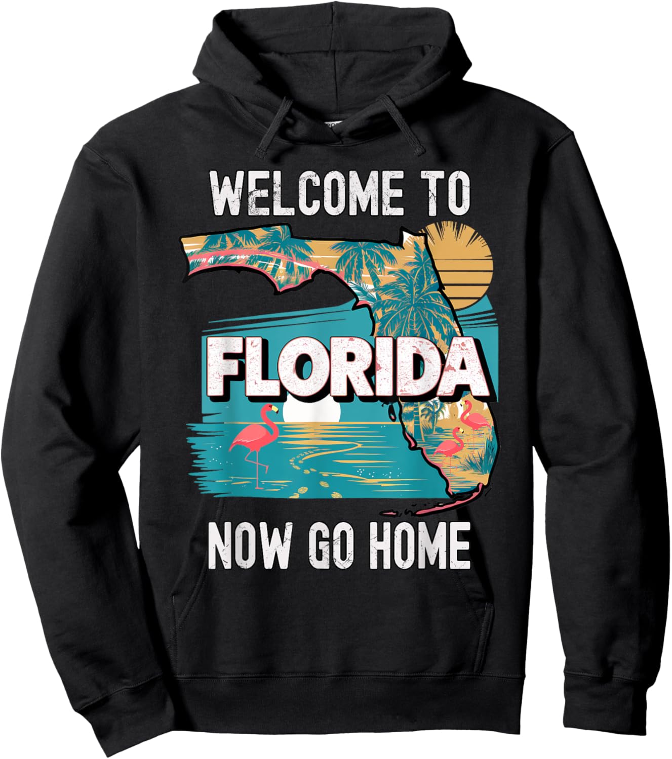 Funny Welcome To Florida Retro Design, Funny Florida Hoodie - Hoodie | Black