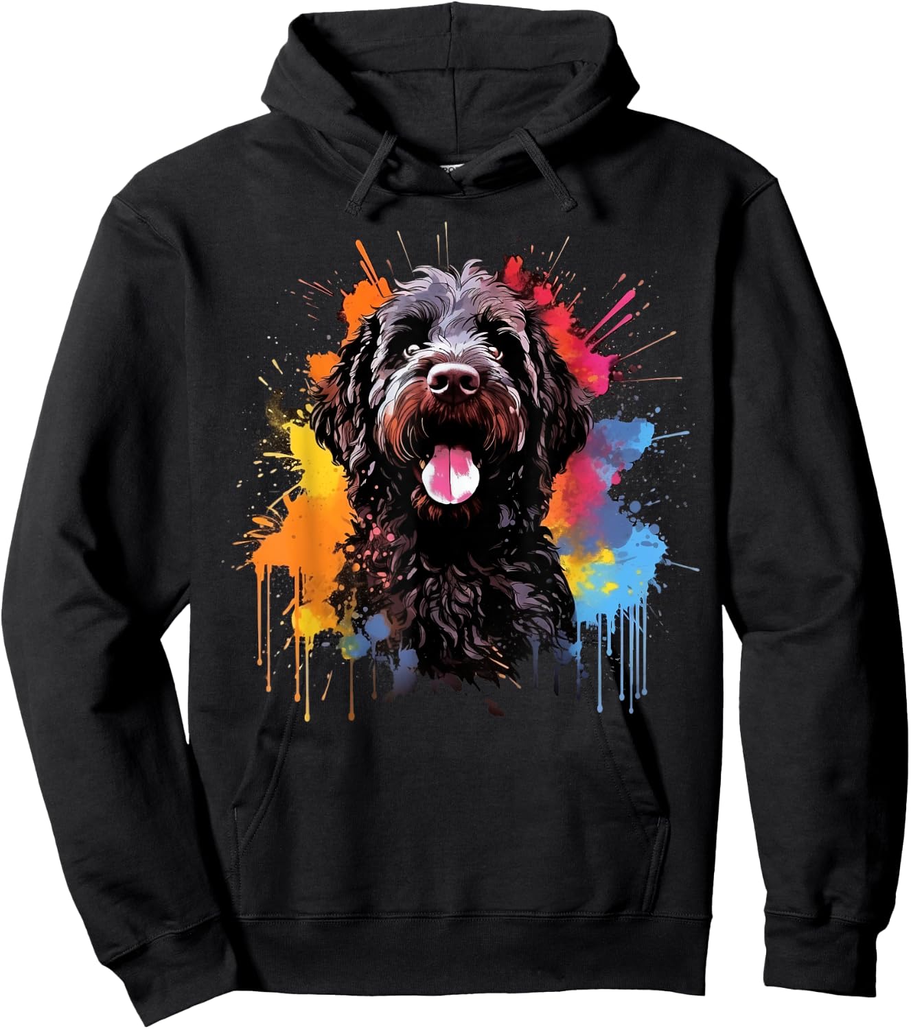 Colorful Portuguese Water dog Hoodie - Hoodie | Black