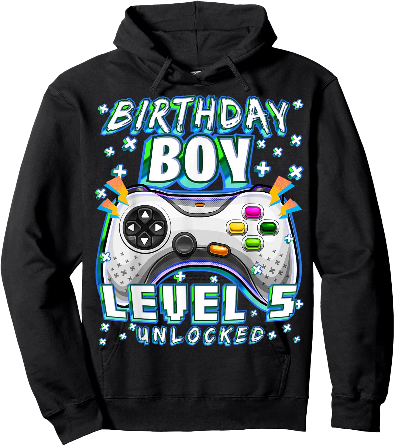 Level 5 Unlocked Video Game 5th Birthday Gamer Boys Hoodie - Hoodie | Black