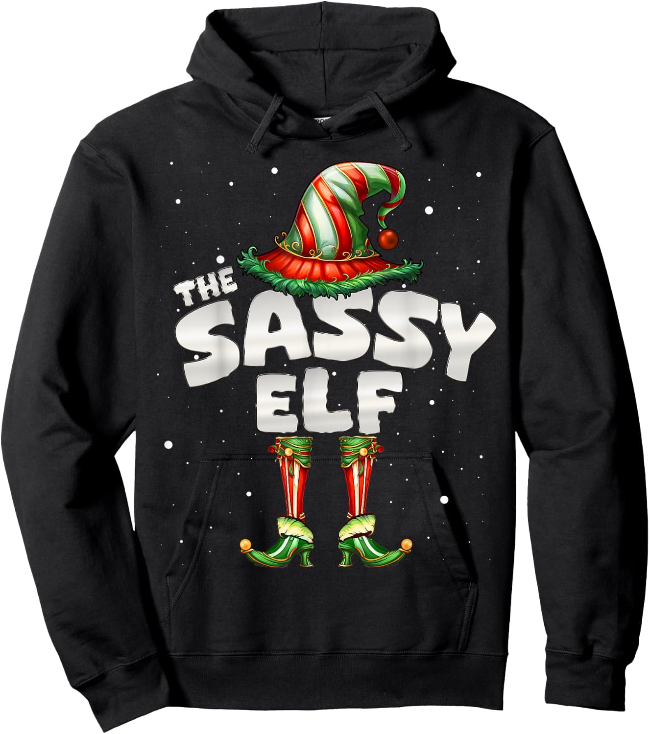 I'm The Sassy Elf Family Matching Group Christmas Hoodie - Hoodie | Black
