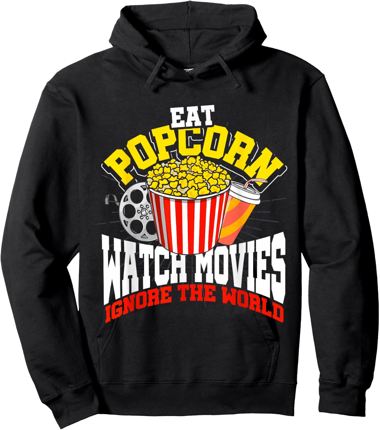 Retro Movie Night Gift Film Food Lover Popcorn Hoodie - Hoodie | Black
