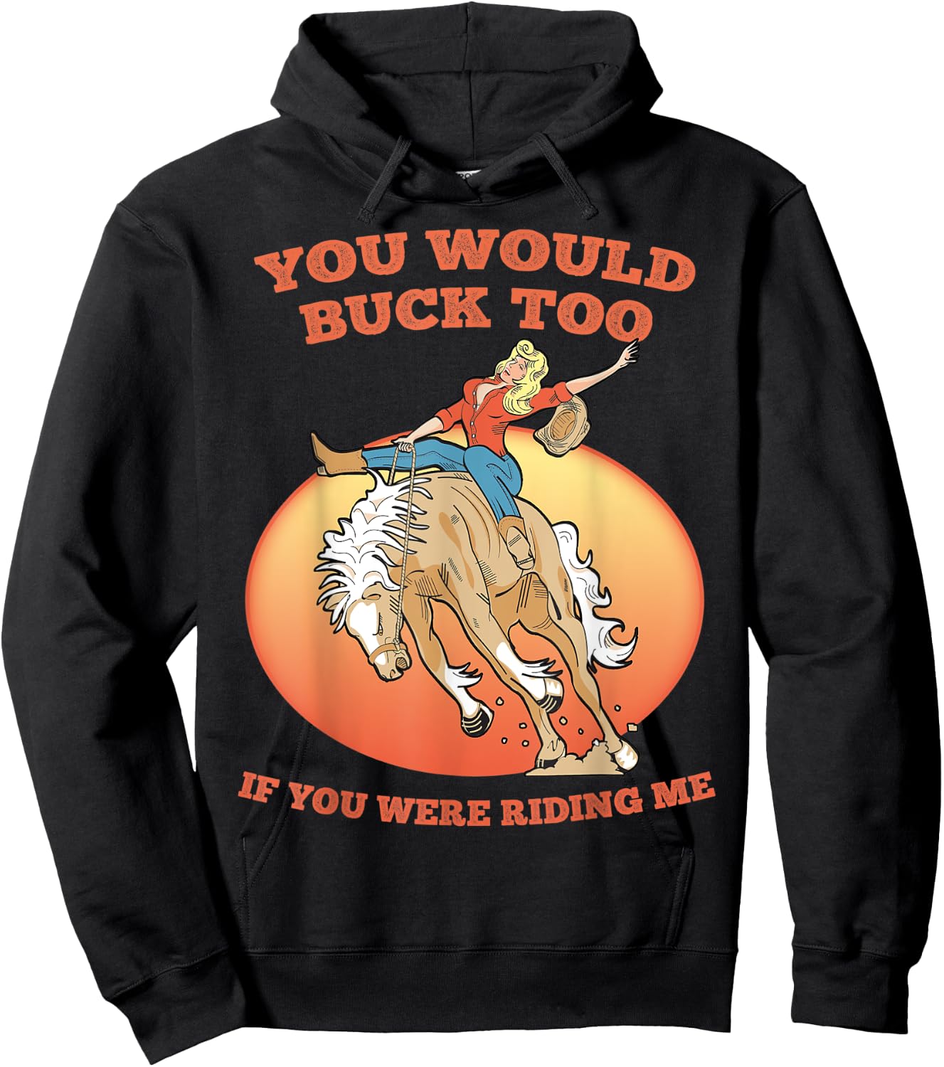 Funny Sexy Cowboy Riding Rodeo Horse Adult Country Western Hoodie - Hoodie | Black