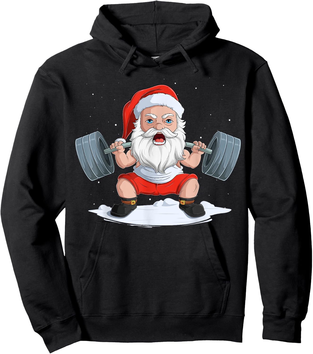 XMAS Christmas Santa Claus Weight Lifter Powerlifting Hoodie - Hoodie | Black