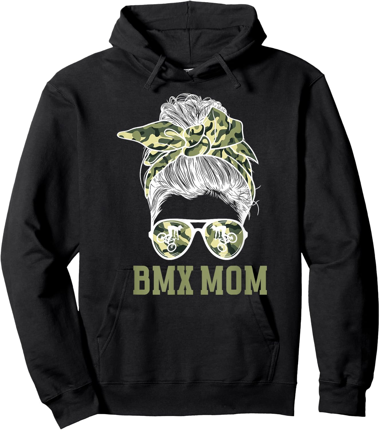 BMX Mom Messy Bun Mom Of A BMX Rider Mama BMX Mother Hoodie - Hoodie | Black