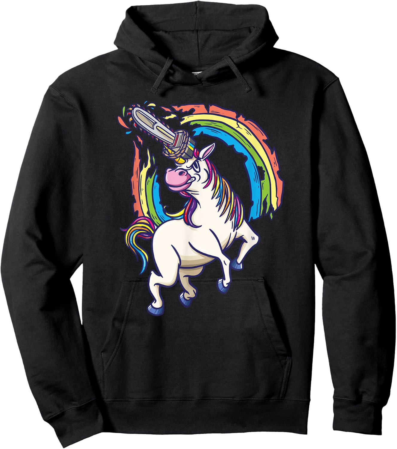 Chainsaws unicorn comes to kill fun gift Hoodie - Hoodie | Black