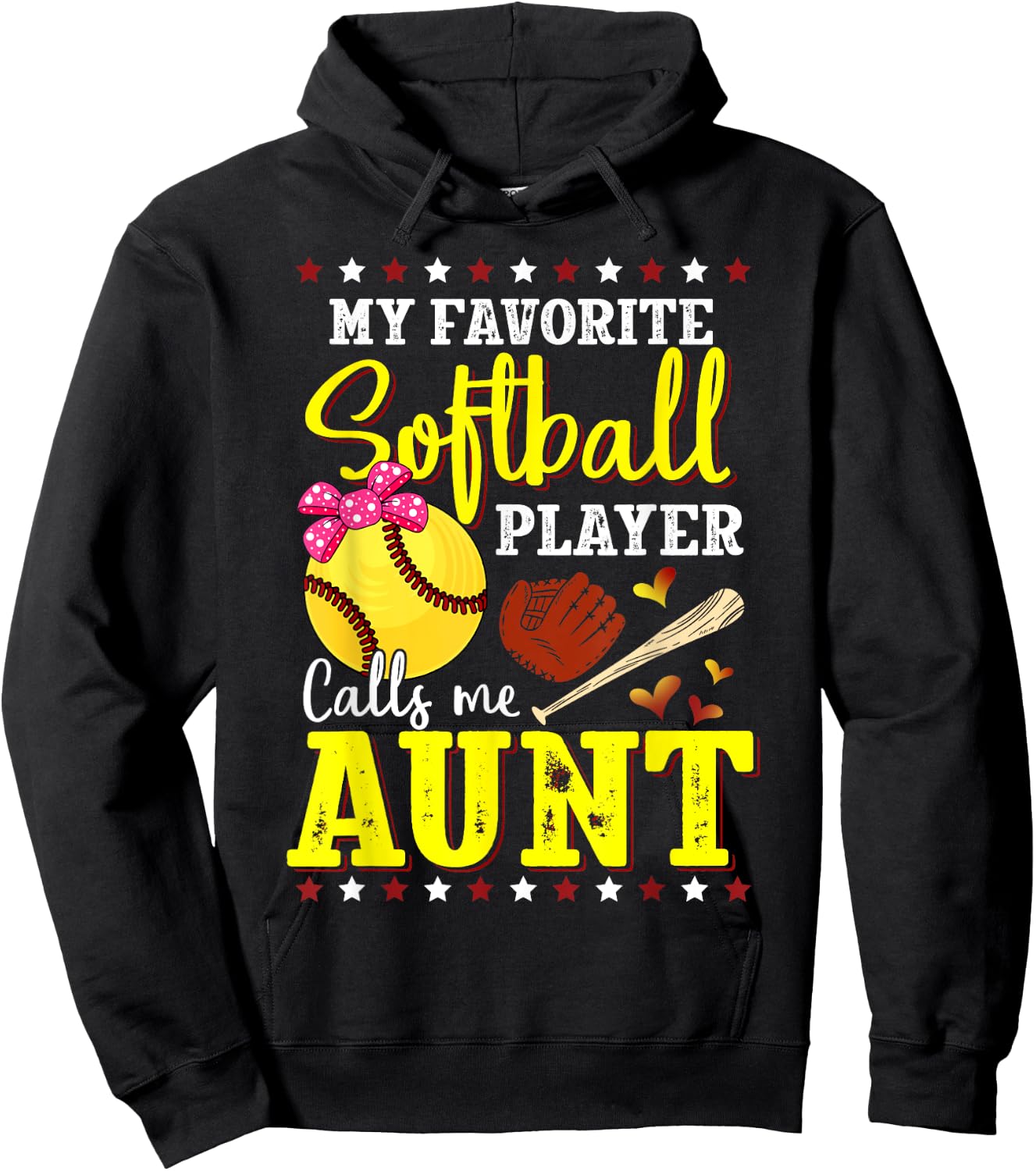 My Favorite Softball Player Calls Me Aunt Softball Lover Mom Hoodie - Hoodie | Black