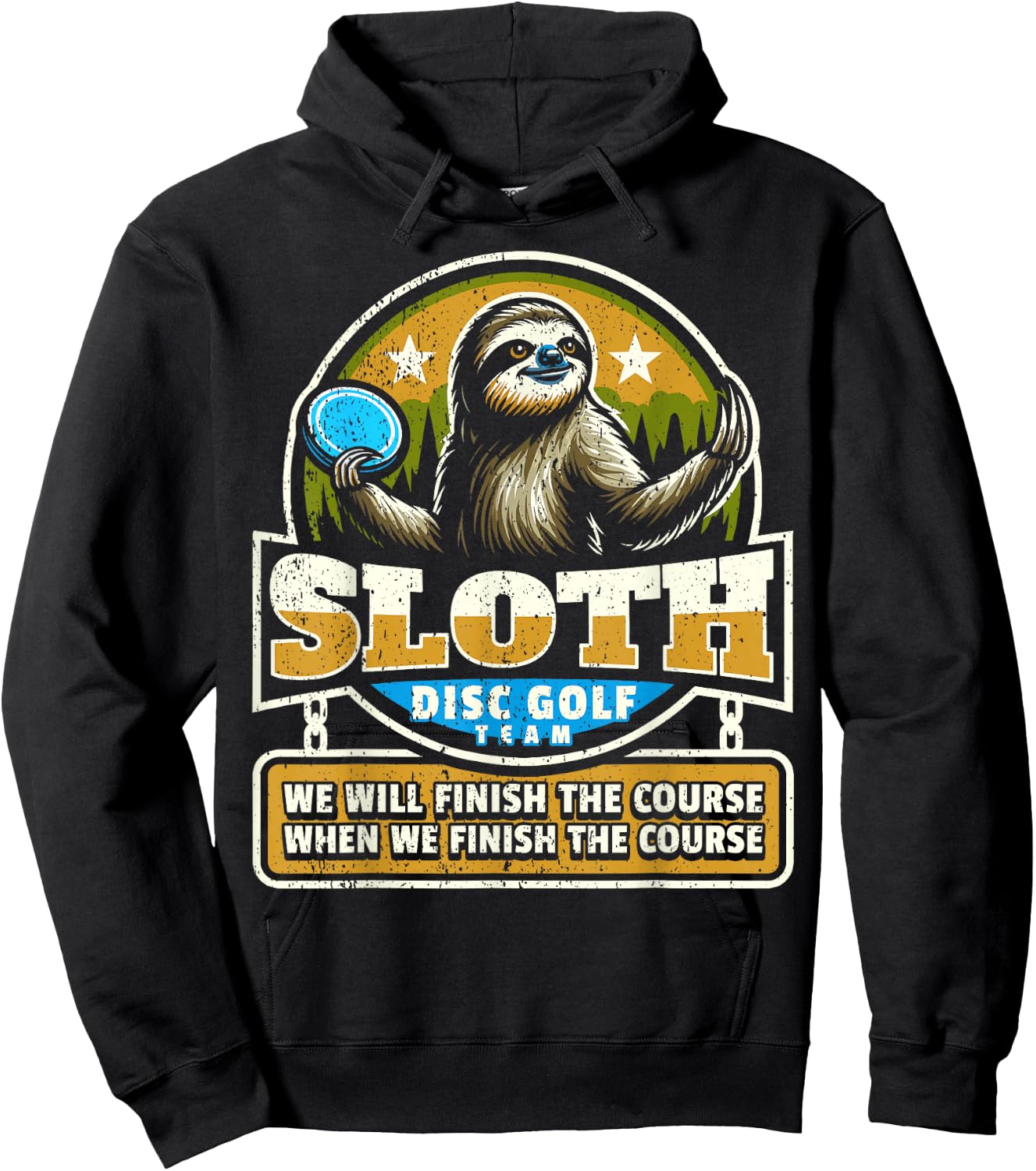 Disc Golfer I Funny Sloth Disc Golf Player Hoodie - Hoodie | Black