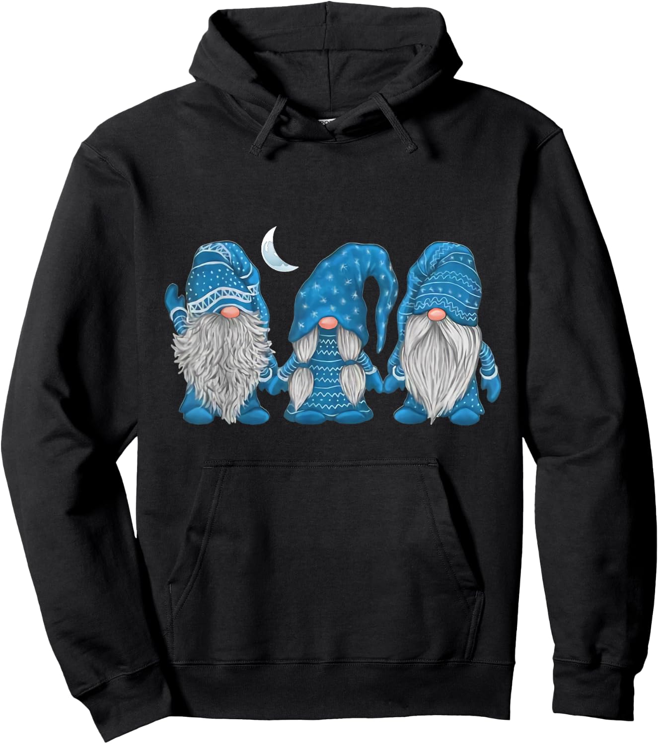 Sleepy Moon Winter Gnomes Pajamas Hoodie - Hoodie | Black