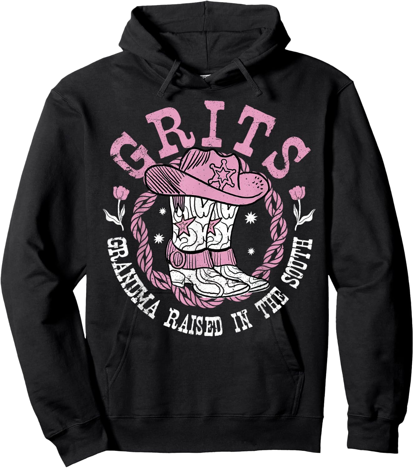 Grandma Raised In The South Grandma Southern Grits Hoodie - Hoodie | Black