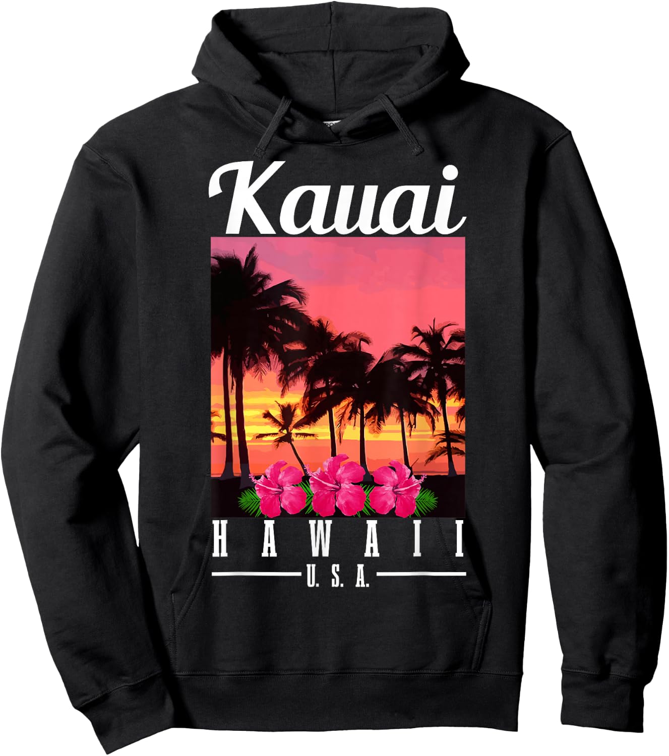Kauai Hawaii Aloha Hawaiian Islands Surfer Souvenir Hoodie - Hoodie | Black