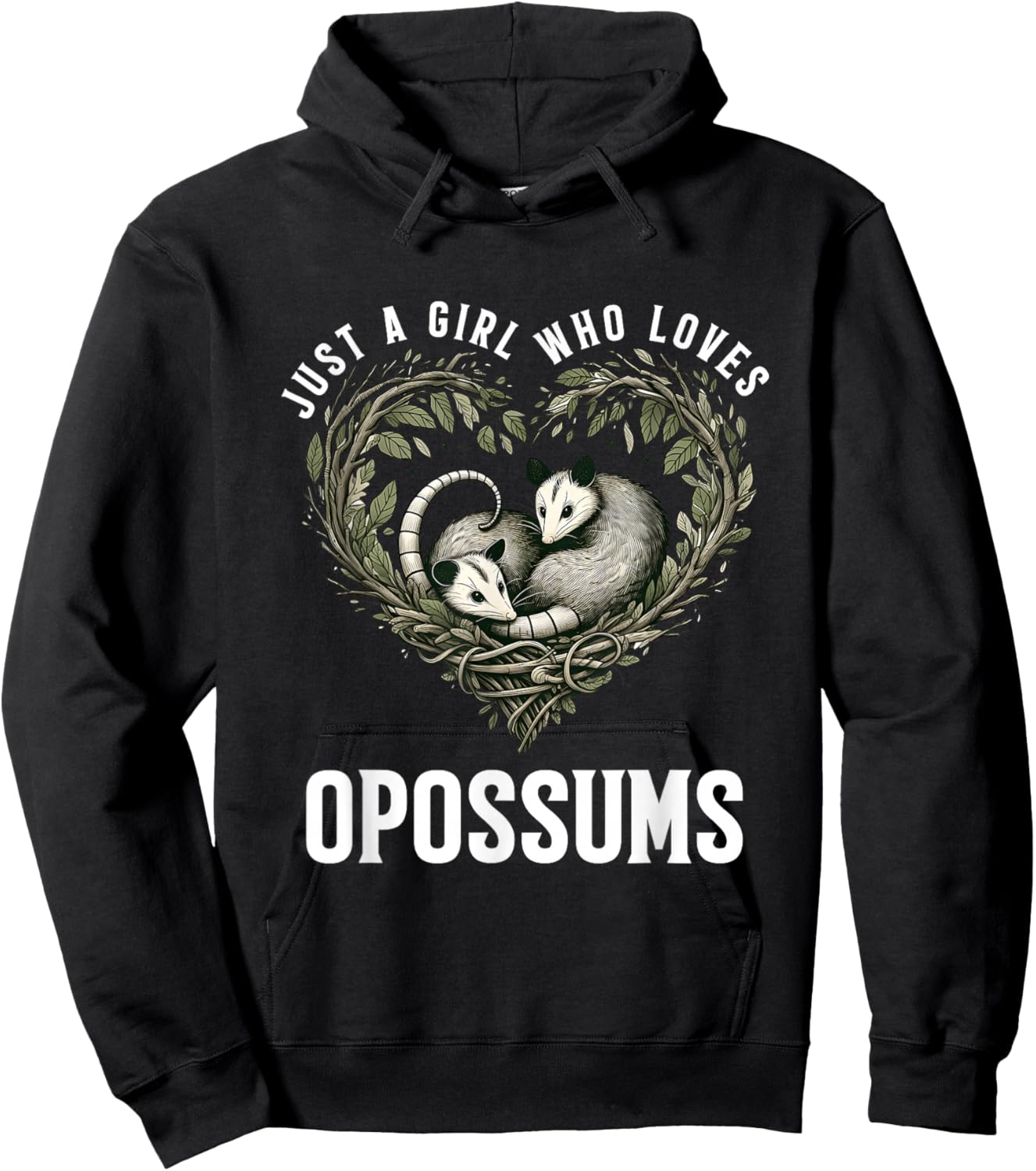Just Girl Who Loves Opossums I Love Possums Wild Animal Hoodie - Hoodie | Black