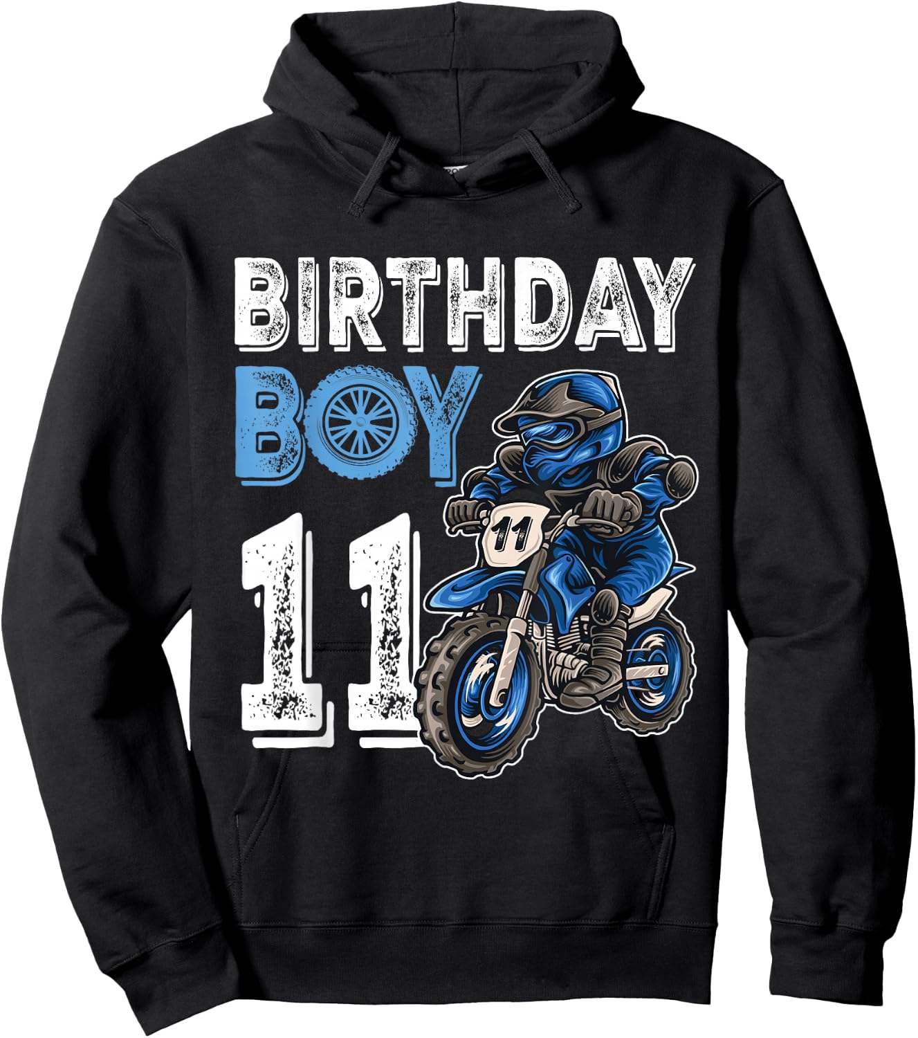 Motocross MX 11th Gift 11 Year Old Dirt Bike Birthday Party Hoodie - Hoodie | Black
