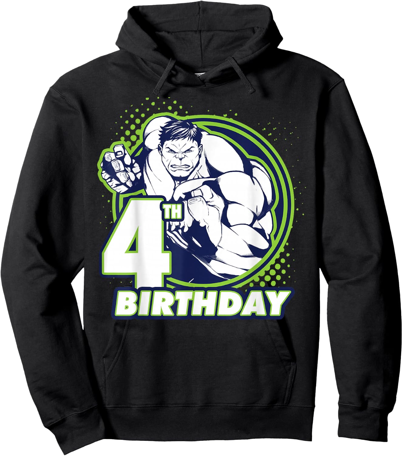 Marvel Avengers Hulk 4th Birthday Badge Hoodie - Hoodie | Black