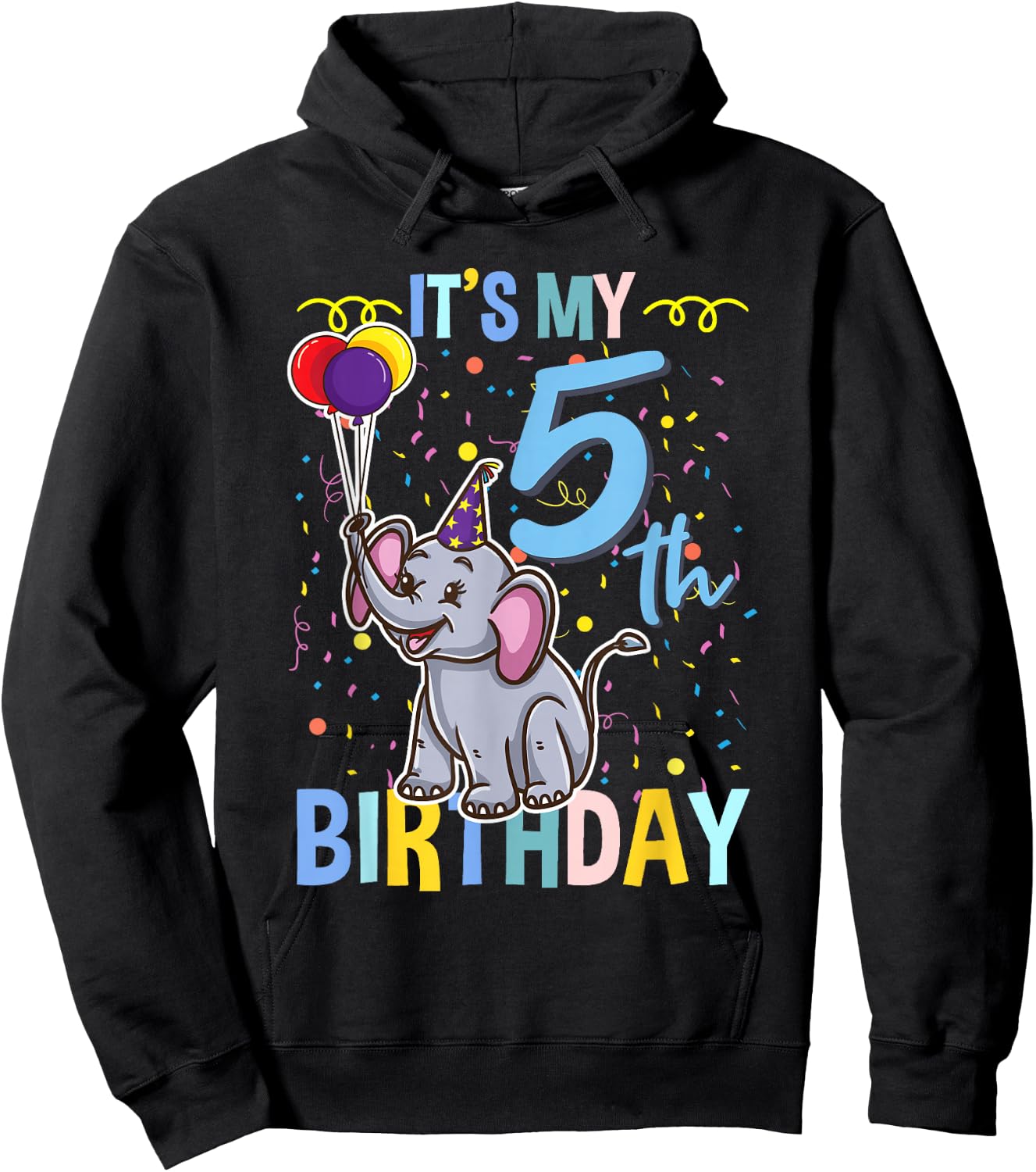 Its My 5th Birthday Elephant Animal Lover Hoodie - Hoodie | Black