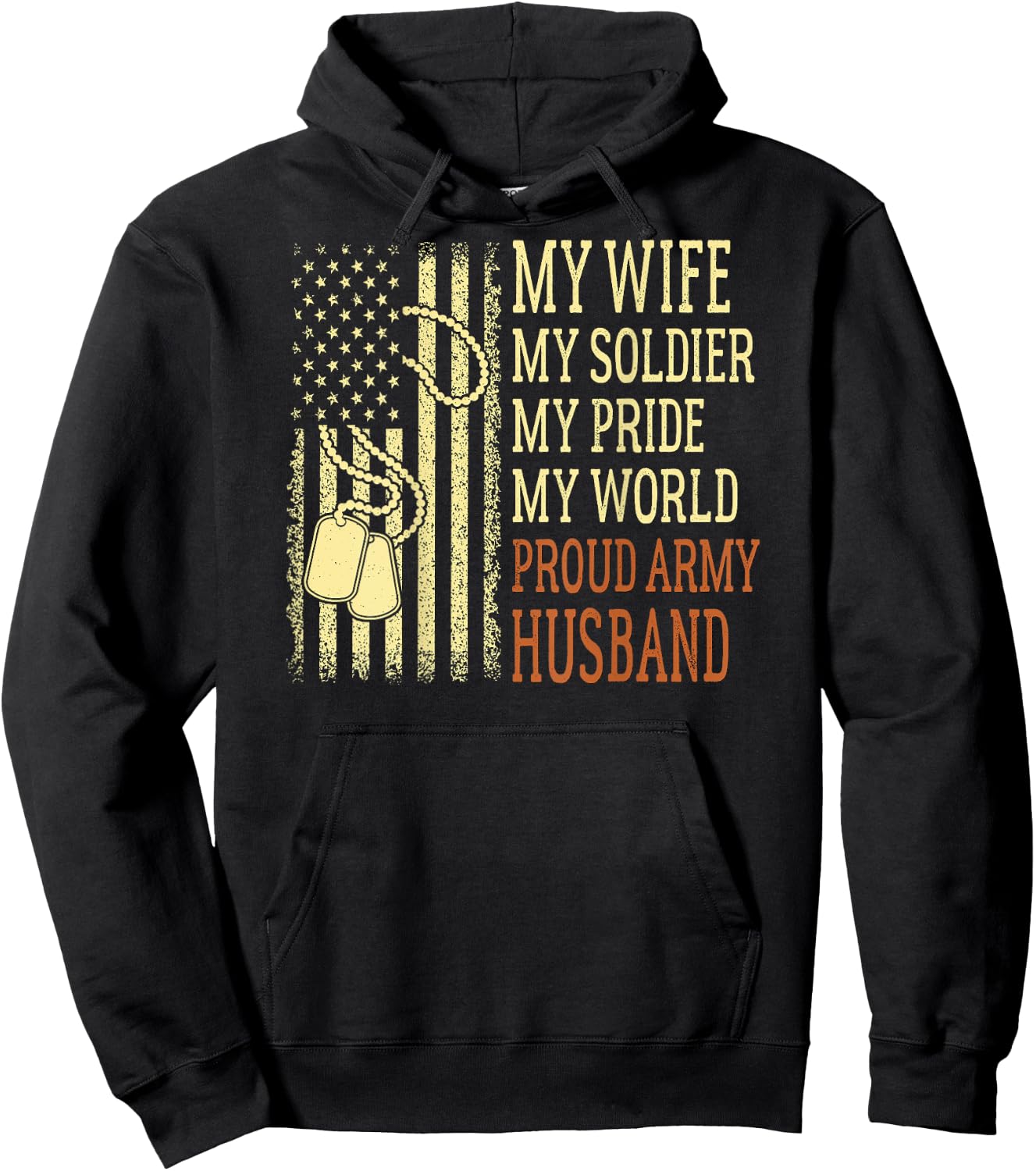My Wife My Soldier Proud Army Husband Pride Military Spouse Hoodie - Hoodie | Black