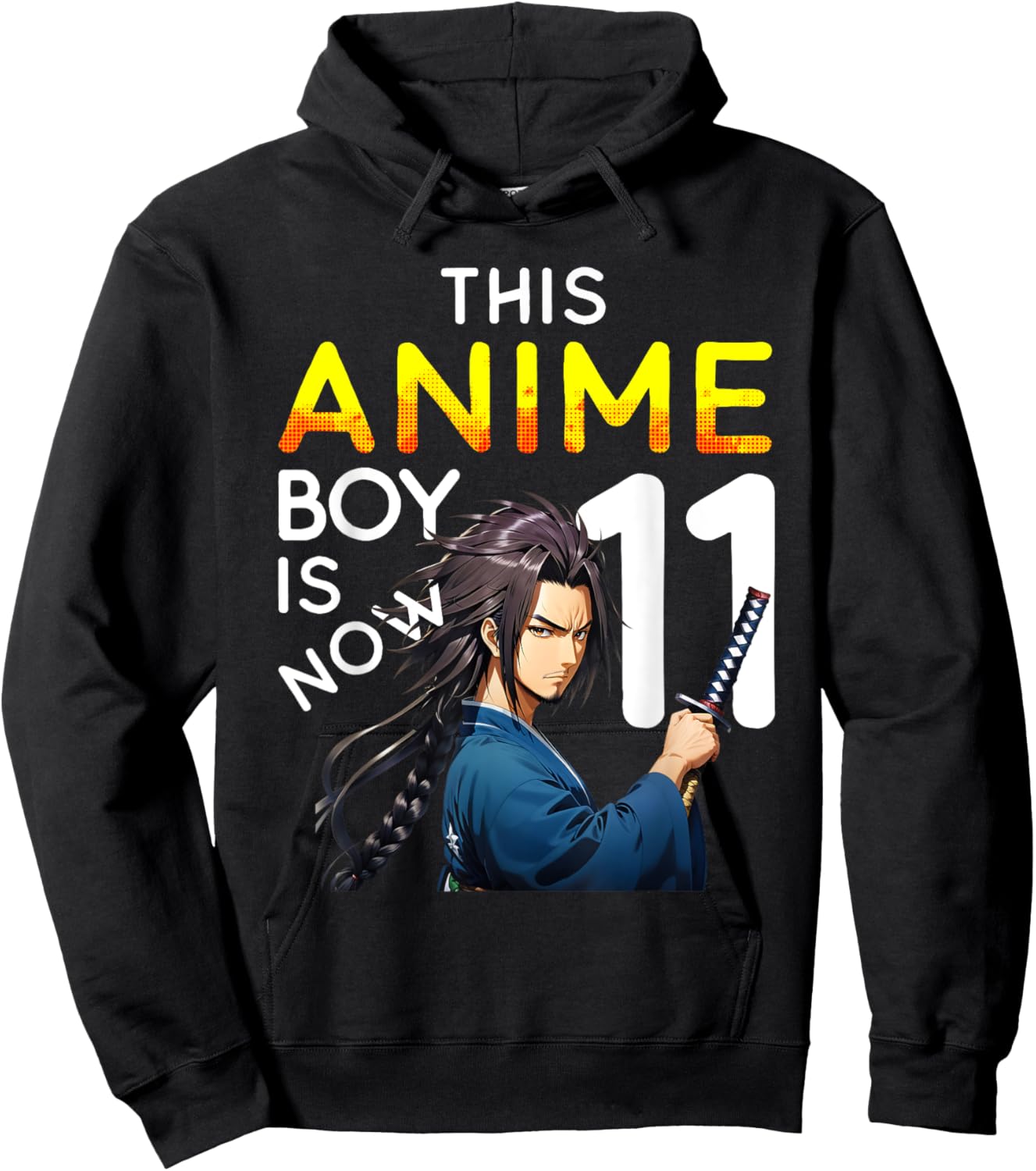 This Anime Boy Is Now 11 Years Old 11th Birthday Kawaii Kids Hoodie - Hoodie | Black
