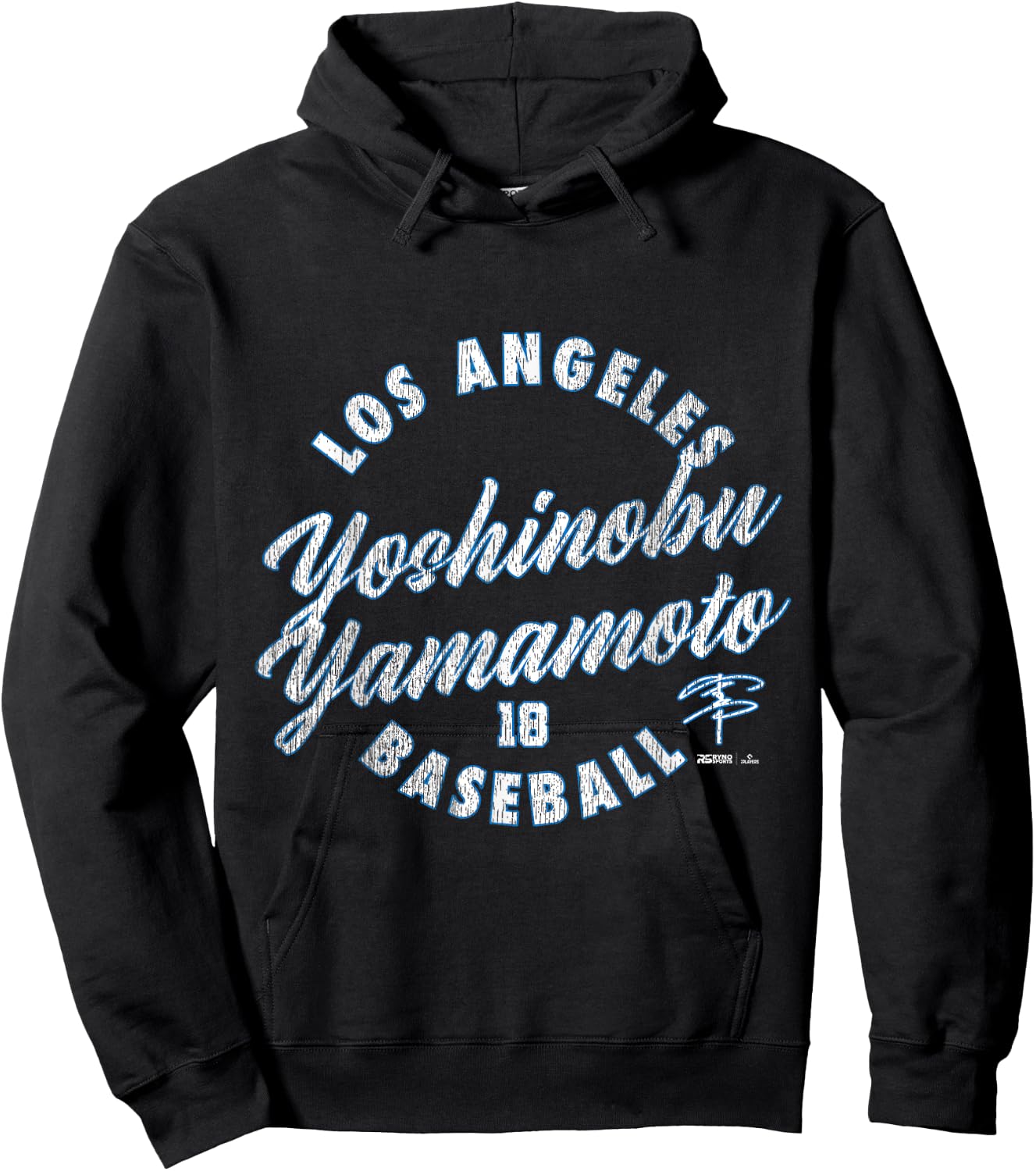 Yoshinobu Yamamoto Los Angeles Baseball Vintage Cursive Hoodie - Hoodie | Black
