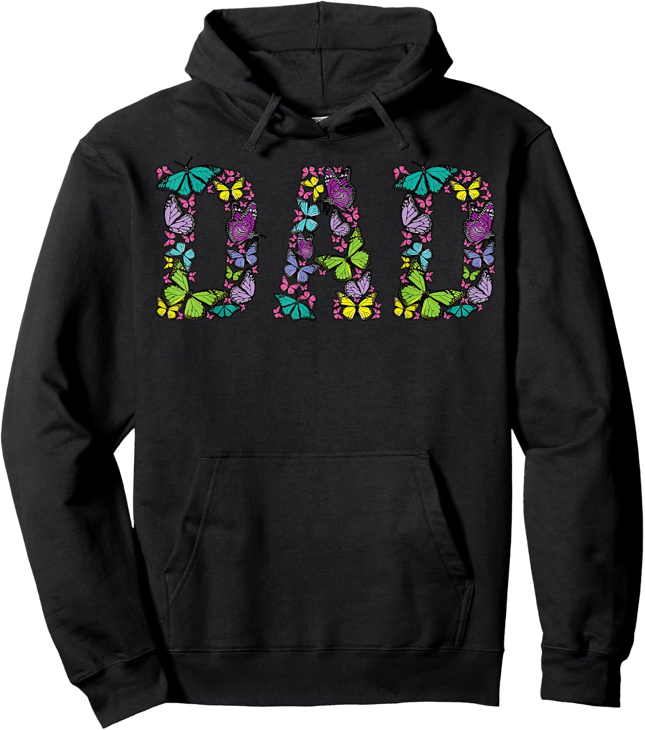 Dad Colorful Butterflies | Cool Father's Day Lover Men Gift Hoodie - Hoodie | Black