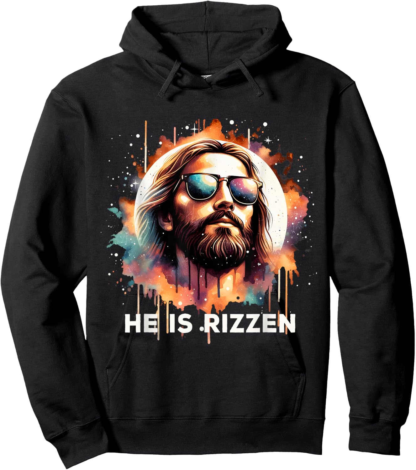 He Is Rizzen Christian Jesus Is Rizzen Retro Jesus Christian Hoodie - Hoodie | Black