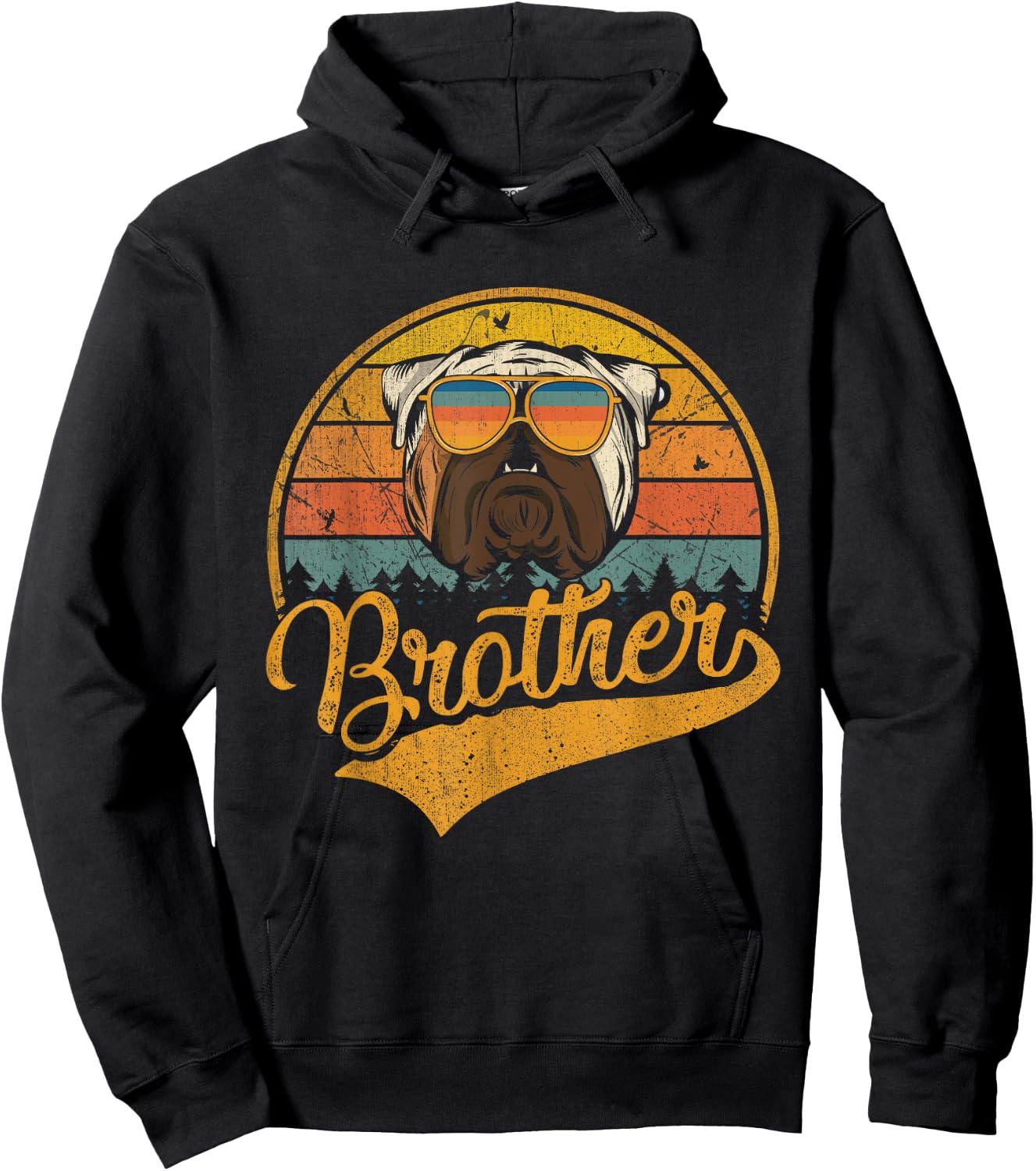 Father's Day Gifts Retro Vintage English Bulldog Brother Women Kids Hoodie - Hoodie | Black