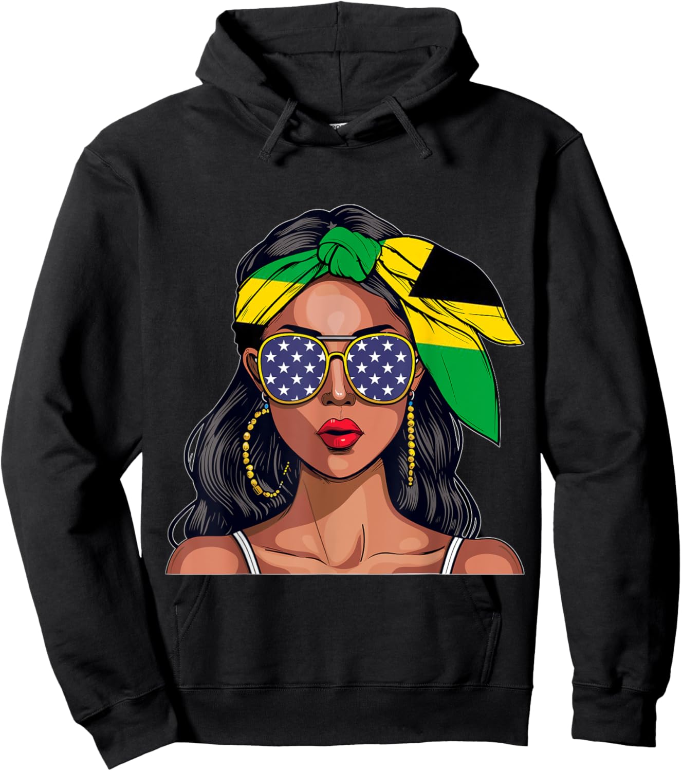 Jamaican Souvenirs Products Woman Flag American Jamaica Hoodie - Hoodie | Black