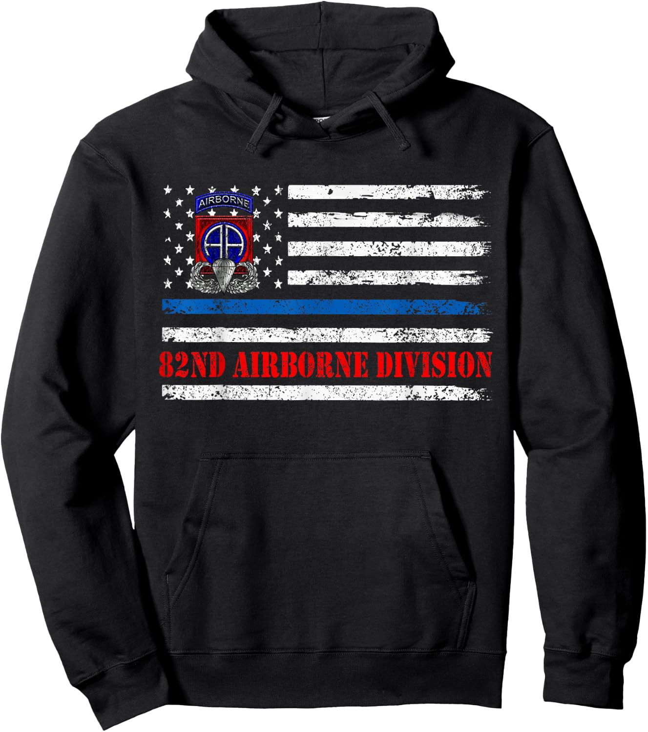 82nd Airborne Division Flag , Veterans Day Gift Hoodie - Hoodie | Black