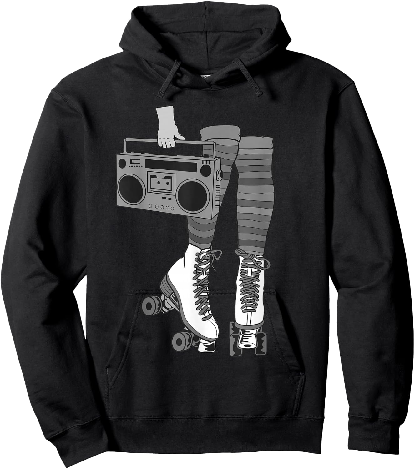 Retro Rollerskates Funny 80's Roller Disco Skating Girl Gift Hoodie - Hoodie | Black