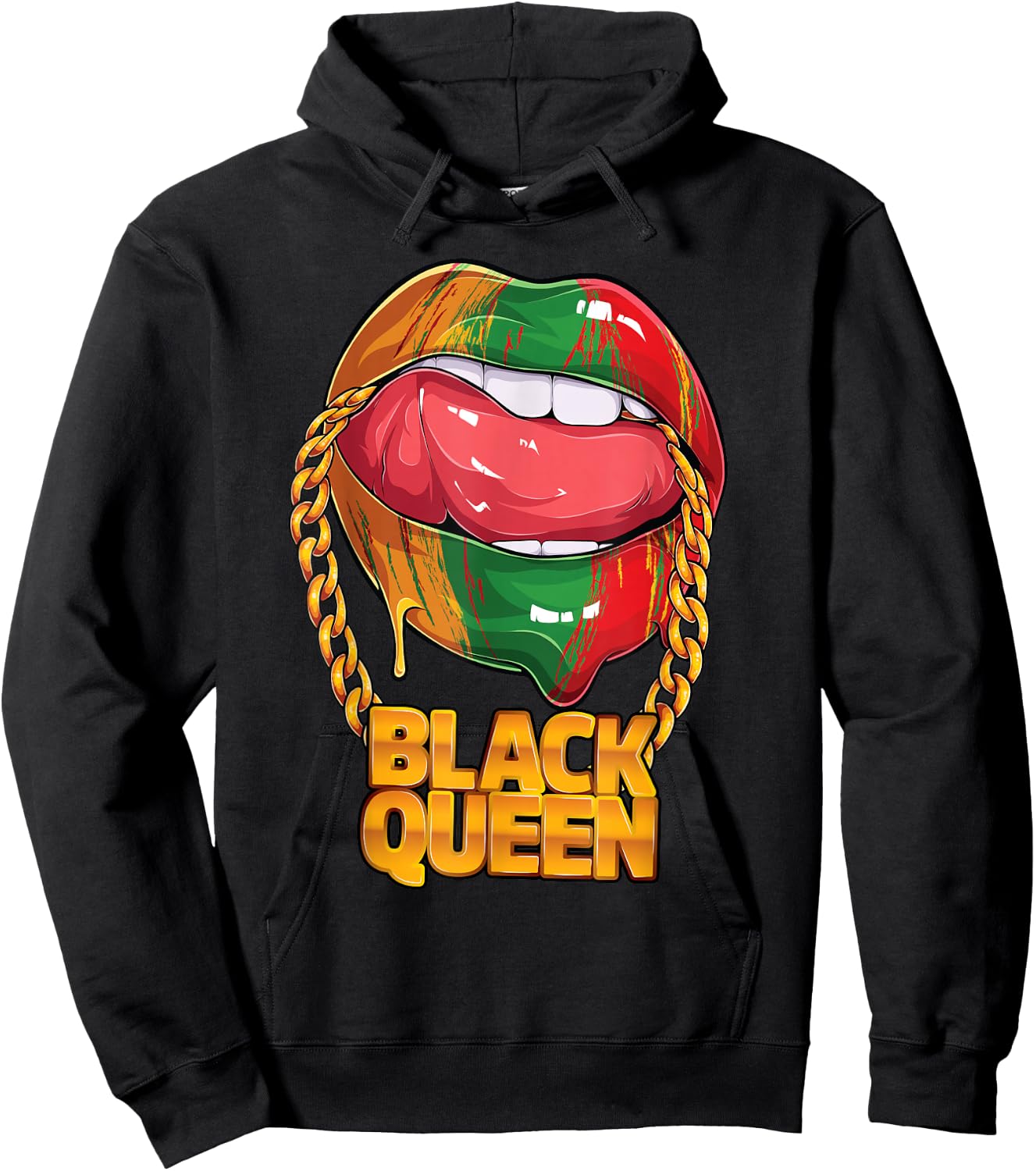 Black Queen Afro American Melanin Girl Lips Black History Hoodie - Hoodie | Black