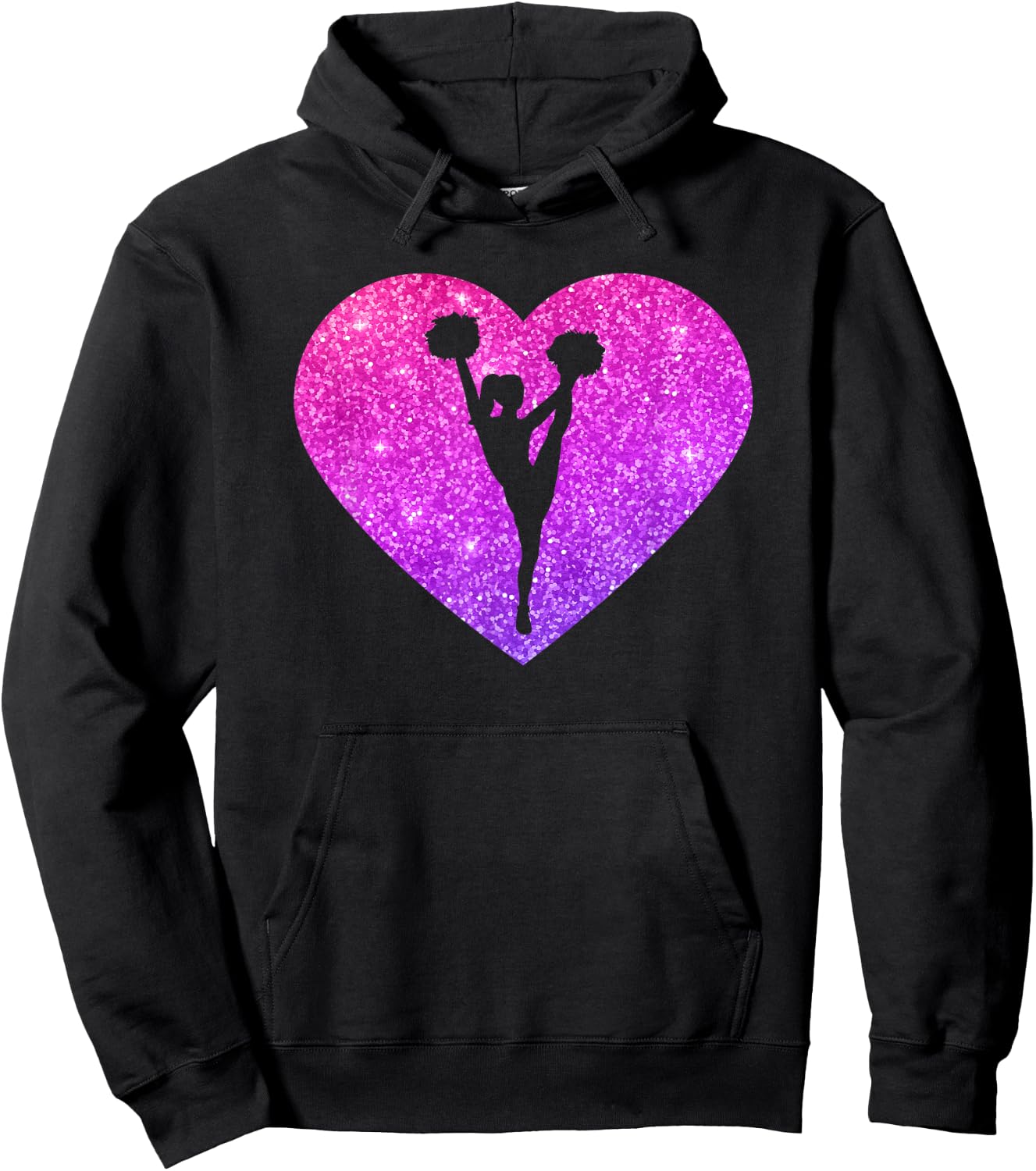 Cute Cheerleader Heart Gift Girls Teens And Women Hoodie - Hoodie | Black