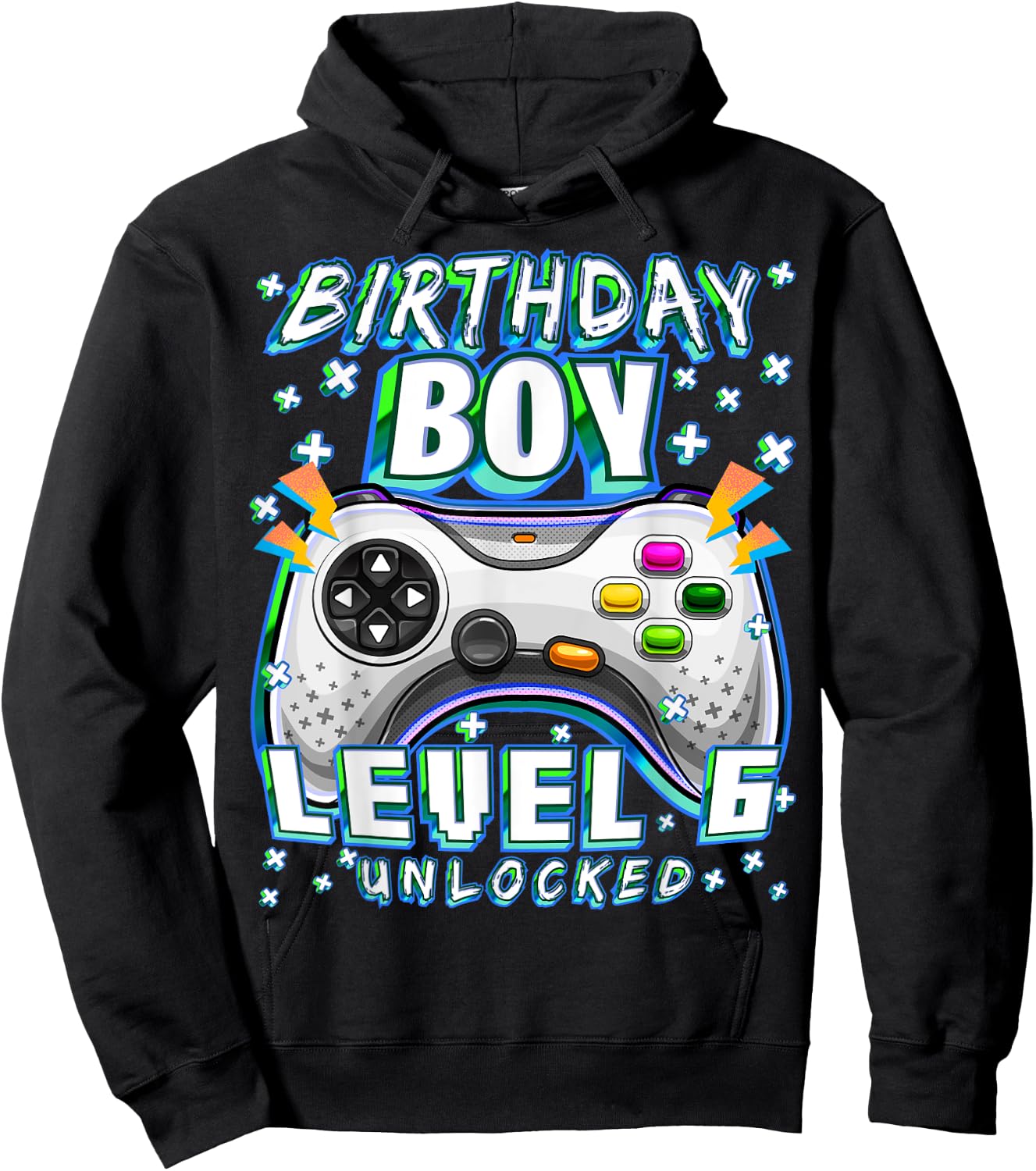 Level 6 Unlocked Video Game 6th Birthday Gamer Boys Hoodie - Hoodie | Black