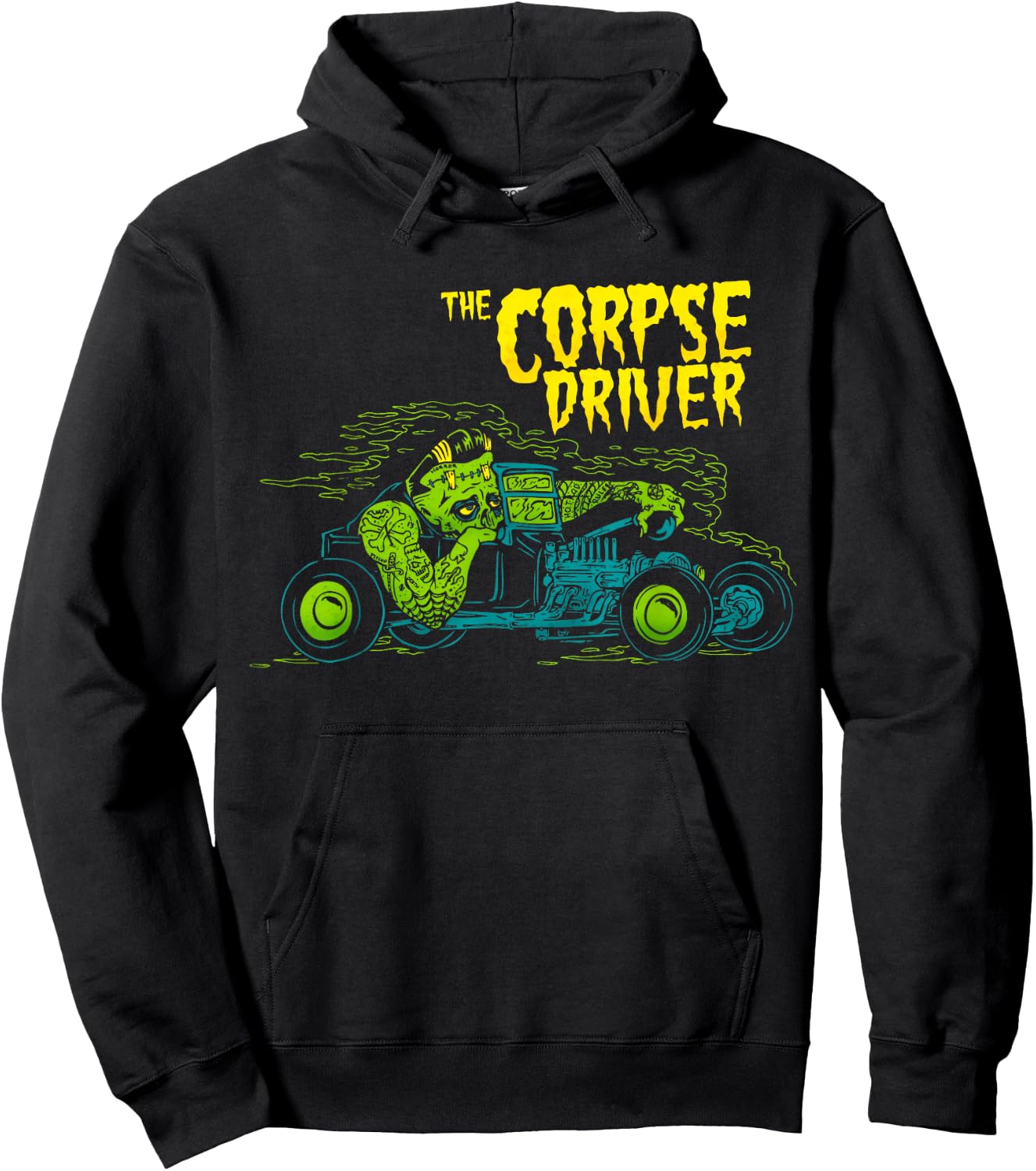 Horror Art - Corpse Driver Frankenstein Gasser Lowbrow Art Hoodie - Hoodie | Black