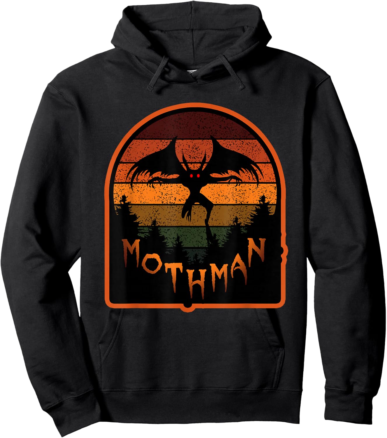 Cryptid Vintage Orange Mothman Folklore Small Hoodie - Hoodie | Black