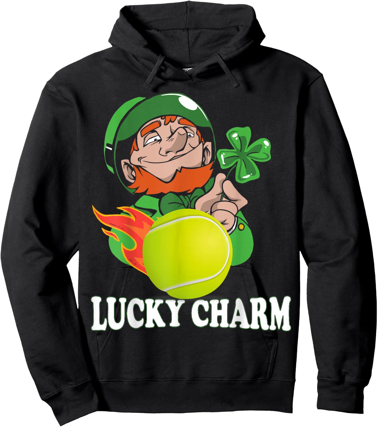 Funny St Patricks Day Gifts for Boys Men Lucky Charm Tennis Hoodie - Hoodie | Black