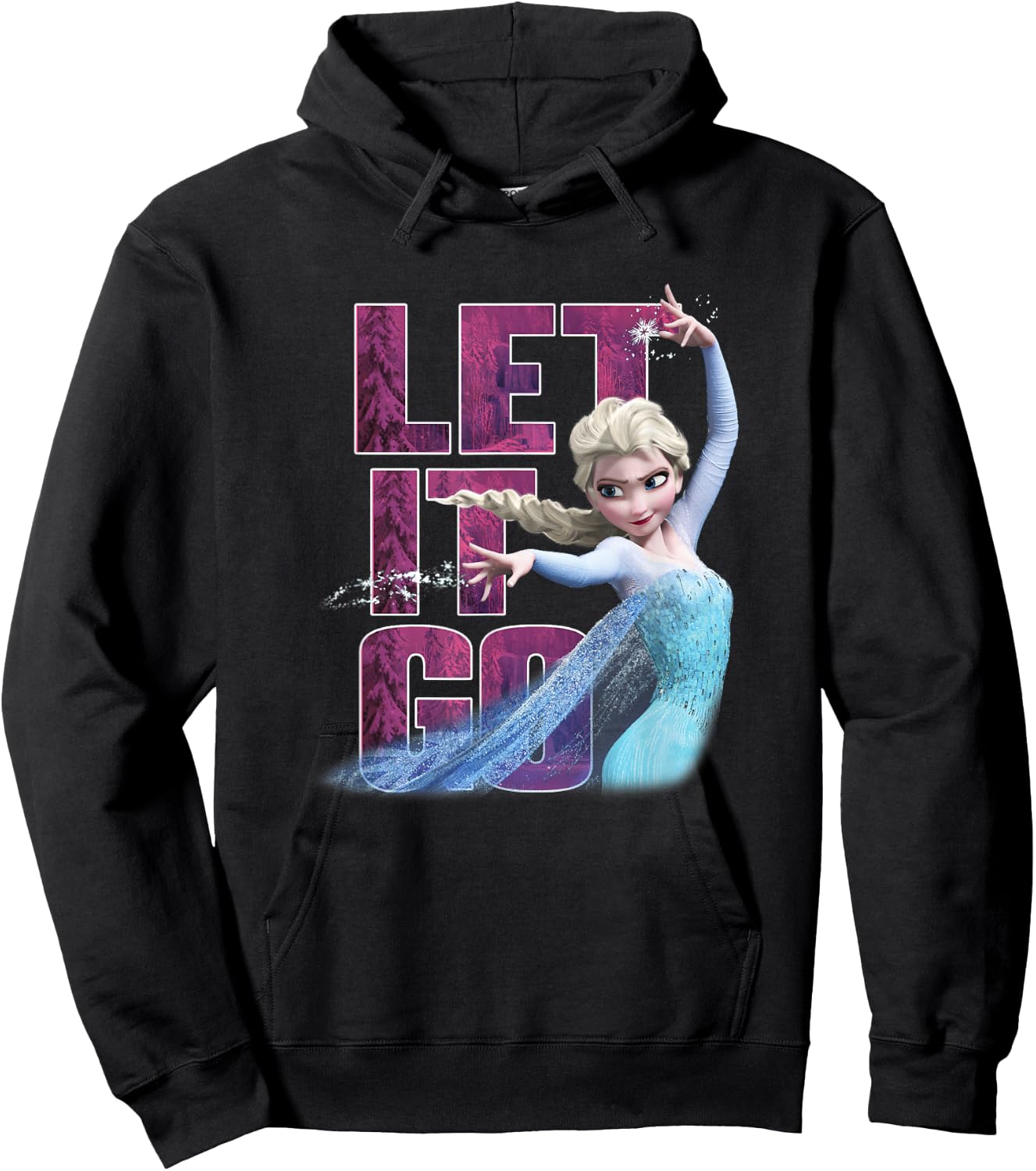 Disney Frozen Elsa Snow Queen Let It Go Sparkle Portrait Hoodie - Hoodie | Black
