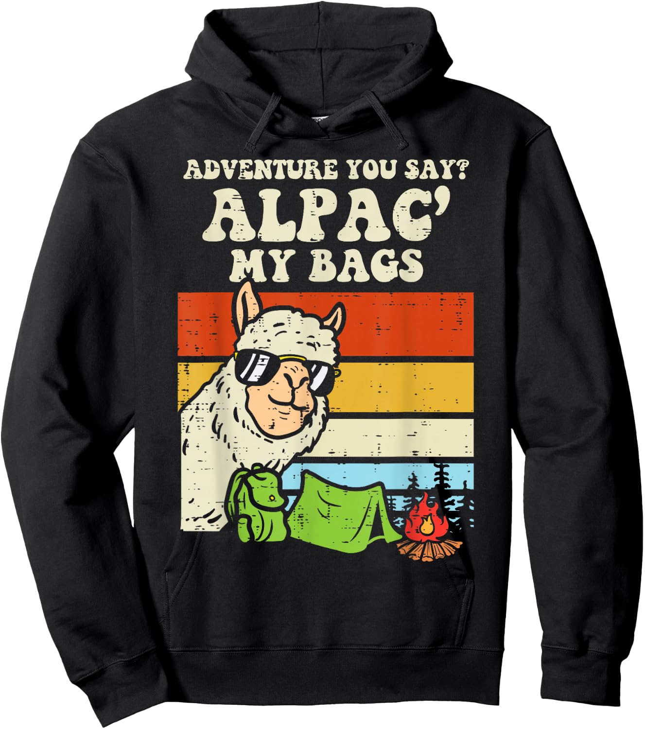 Adventure Alpaca My Bags Retro Camping Camper Men Women Kids Hoodie - Hoodie | Black