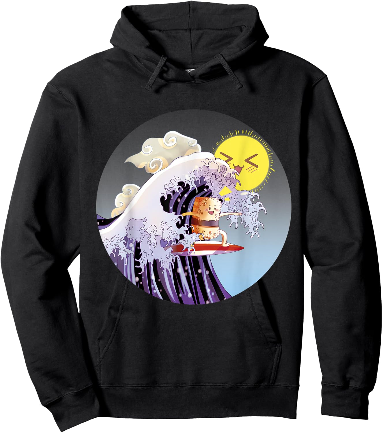 Sushi Surfing Kawaii Waves Gift Surfer Shirt Trendy Cute Hoodie - Hoodie | Black