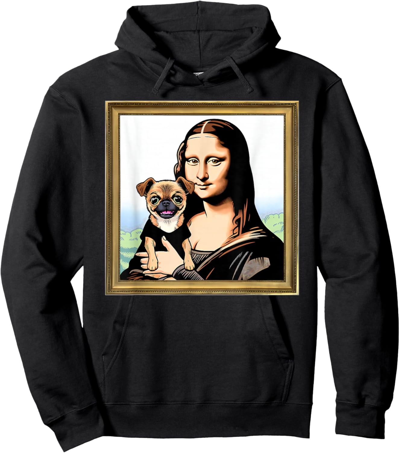Humor Mona Lisa With Chug dog Hoodie - Hoodie | Black