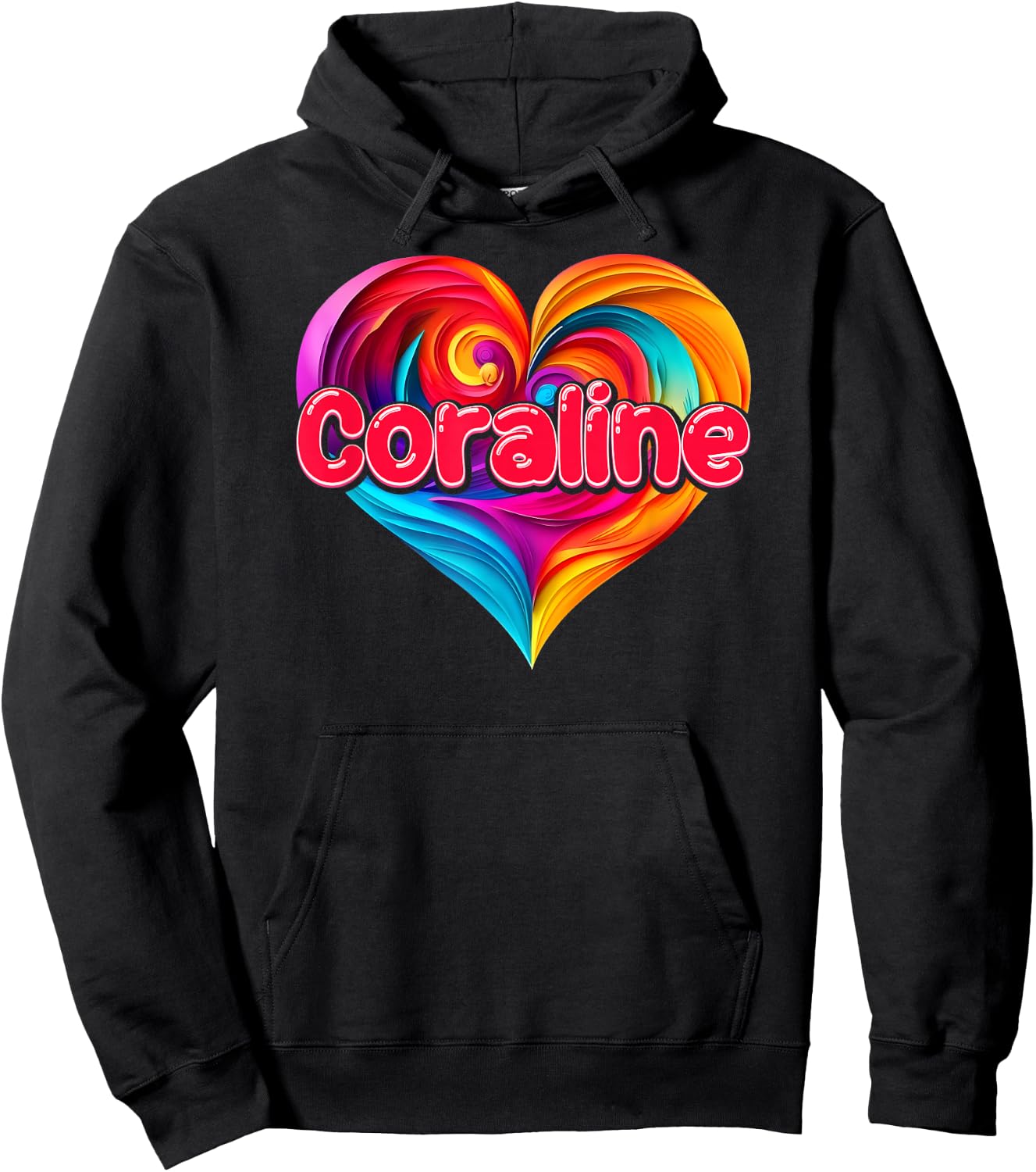 I Heart Love Coraline First Name Colorful Named Hoodie - Hoodie | Black