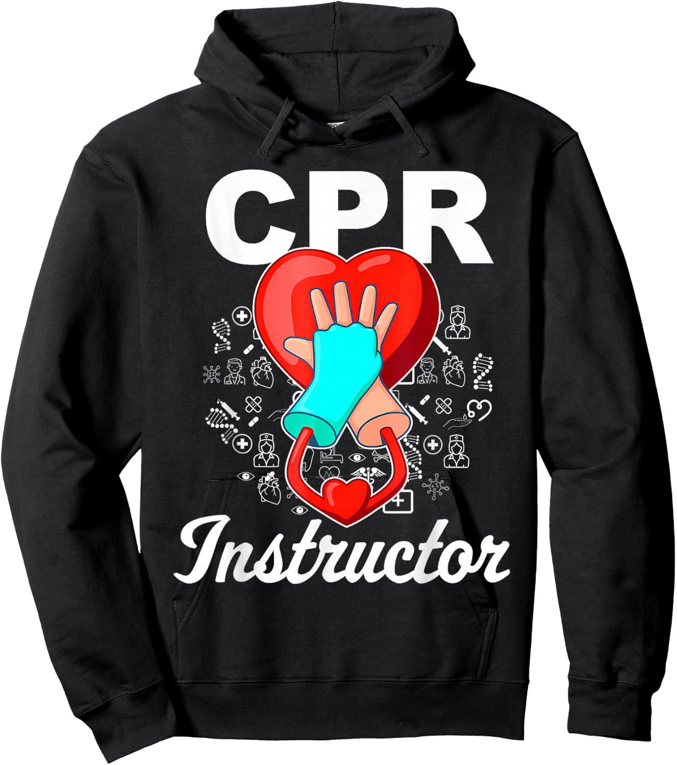 CPR Instructor Emergency First Aid AED Certified CPR Nurse Hoodie - Hoodie | Black