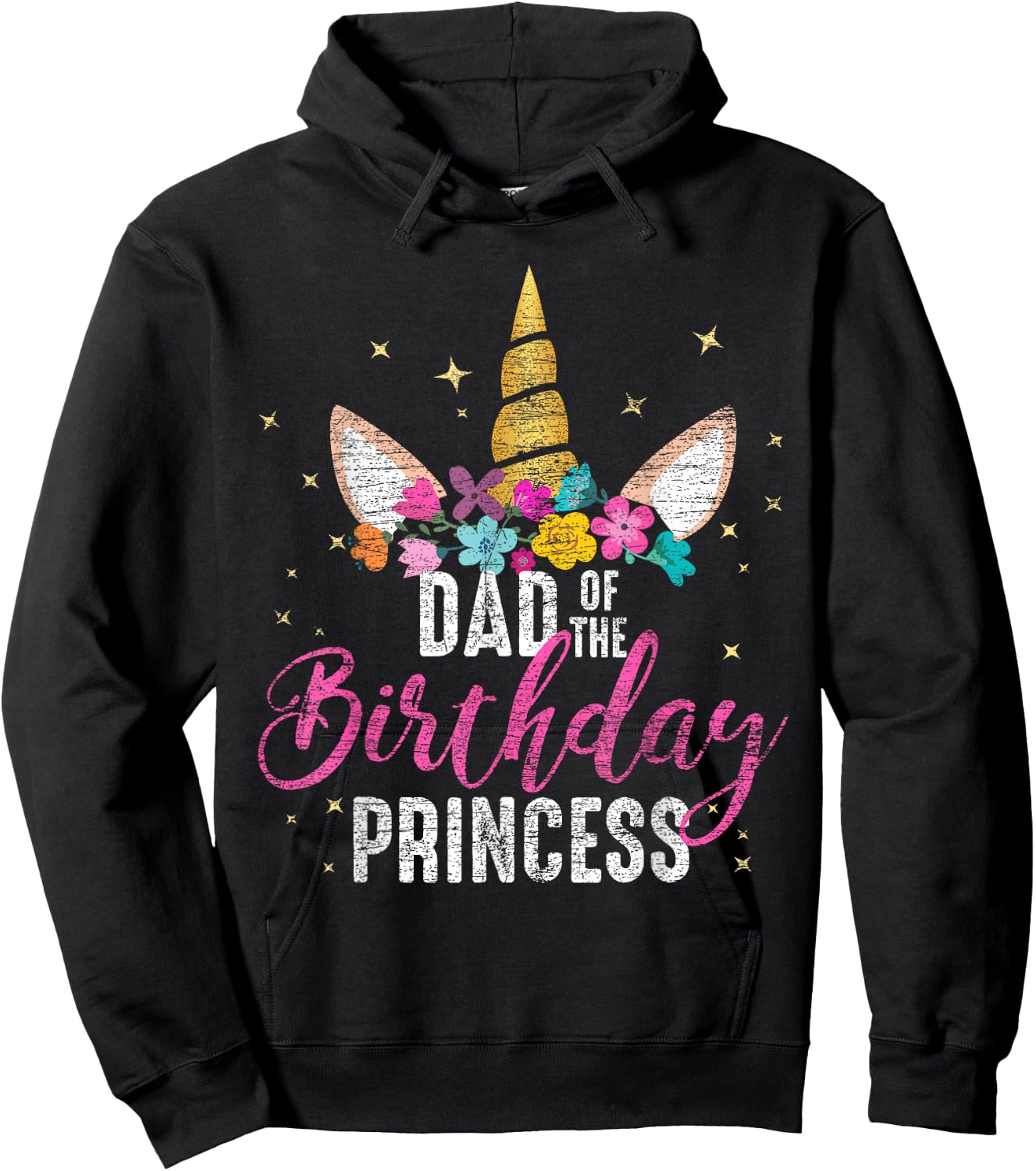 Dad Of The Birthday Princess Father Gifts Unicorn Birthday Hoodie - Hoodie | Black