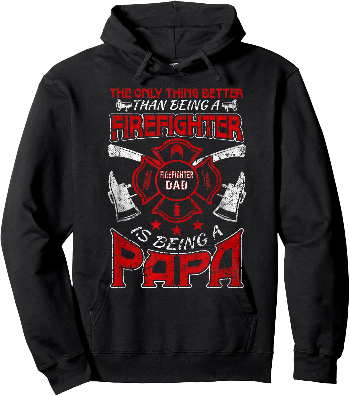 Firefighter Papa | Fire Fighter Dad for Fathers Day Fireman Hoodie - Hoodie | Black