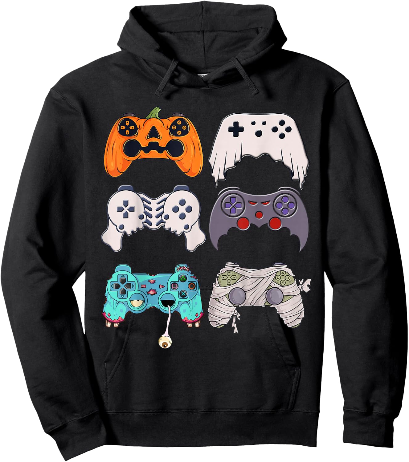 Halloween Skeleton Zombie Gaming Controllers Mummy Boys Kids Hoodie - Hoodie | Black