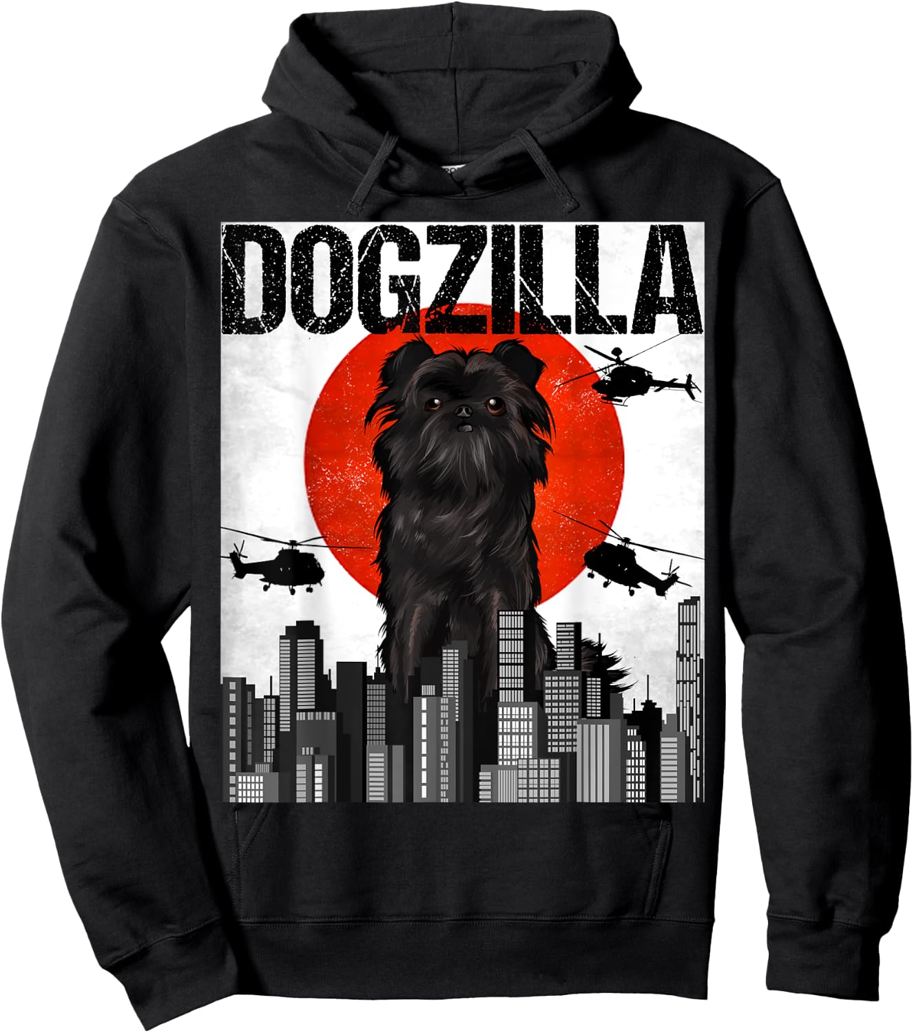 Funny Vintage Japanese Dogzilla Affenpinscher Hoodie - Hoodie | Black