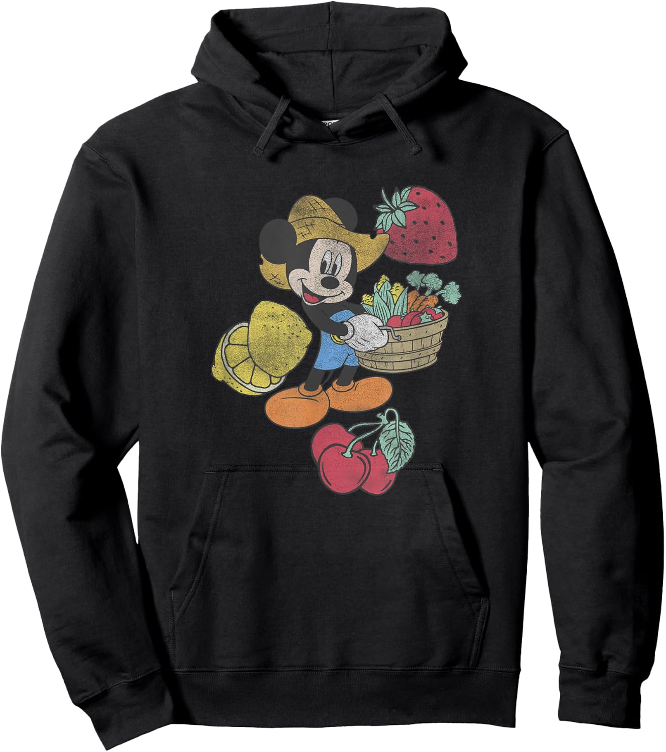 Disney Mickey Farming Fruits & Veggies Smiling Hoodie - Hoodie | Black