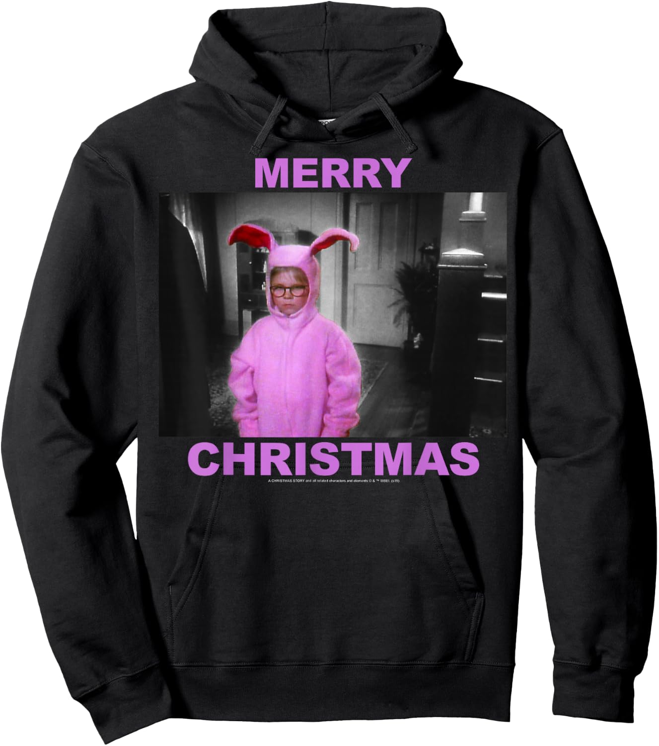 A Christmas Story Ralphie Pink Bunny Suit Merry Christmas Hoodie - Hoodie | Black