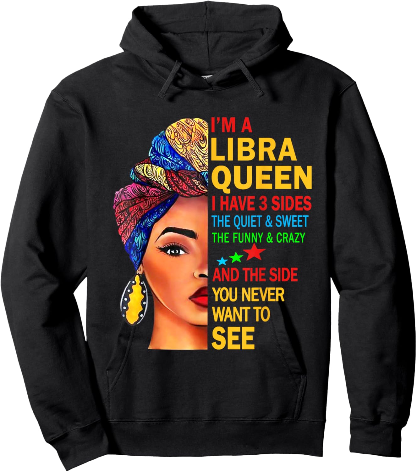 Libra Queen I Have 3 Sides Zodiac Art Sept Oct Birthday Hoodie - Hoodie | Black