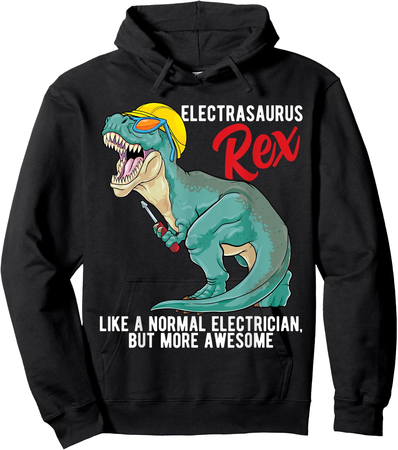 Dinosaur Shirt Electrasaurus Rex Electrician Dinosaur Hoodie - Hoodie | Black