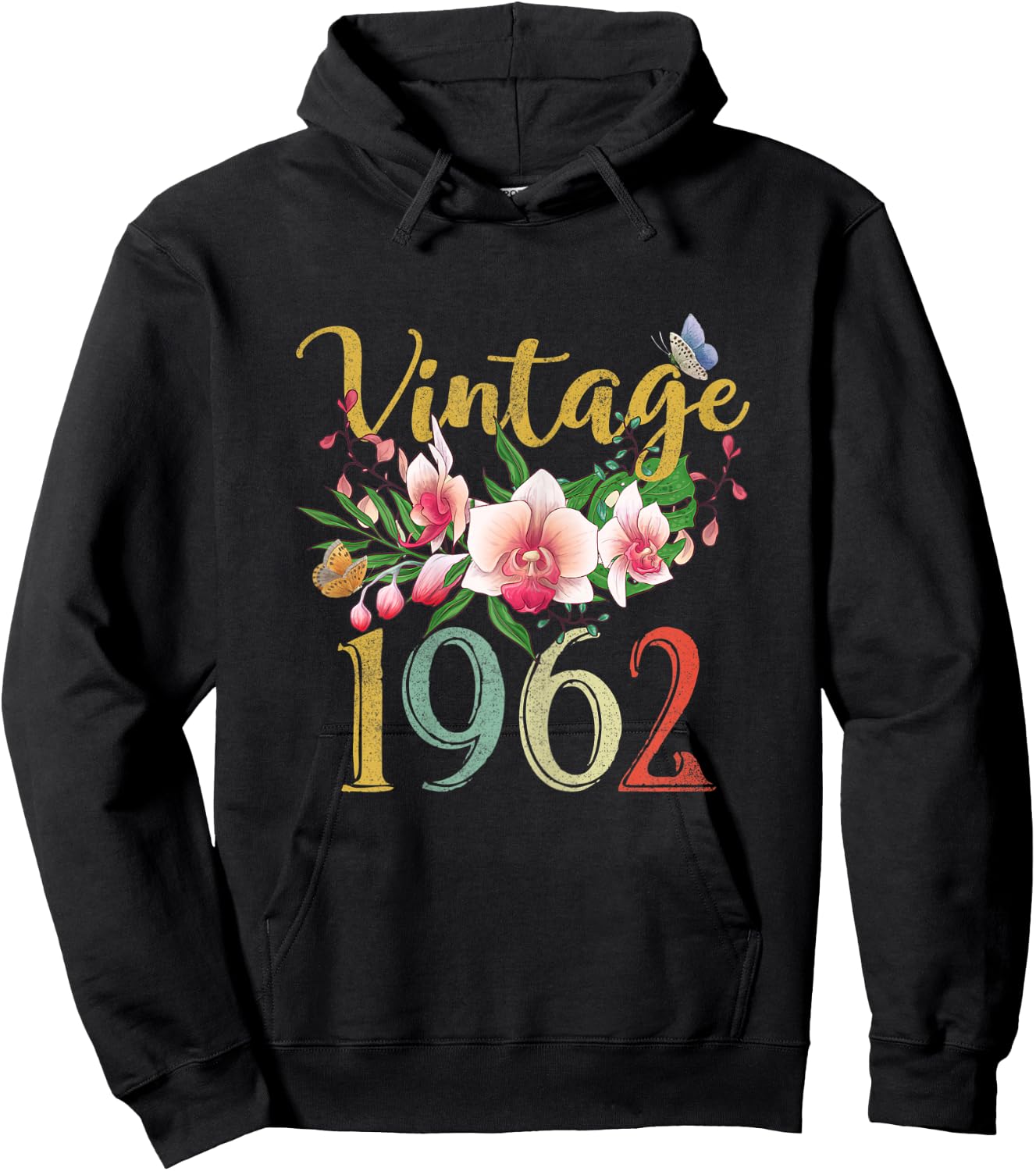 Vintage 1962 Orchid Funny 60th Birthday Awesome Since 1962 Hoodie - Hoodie | Black