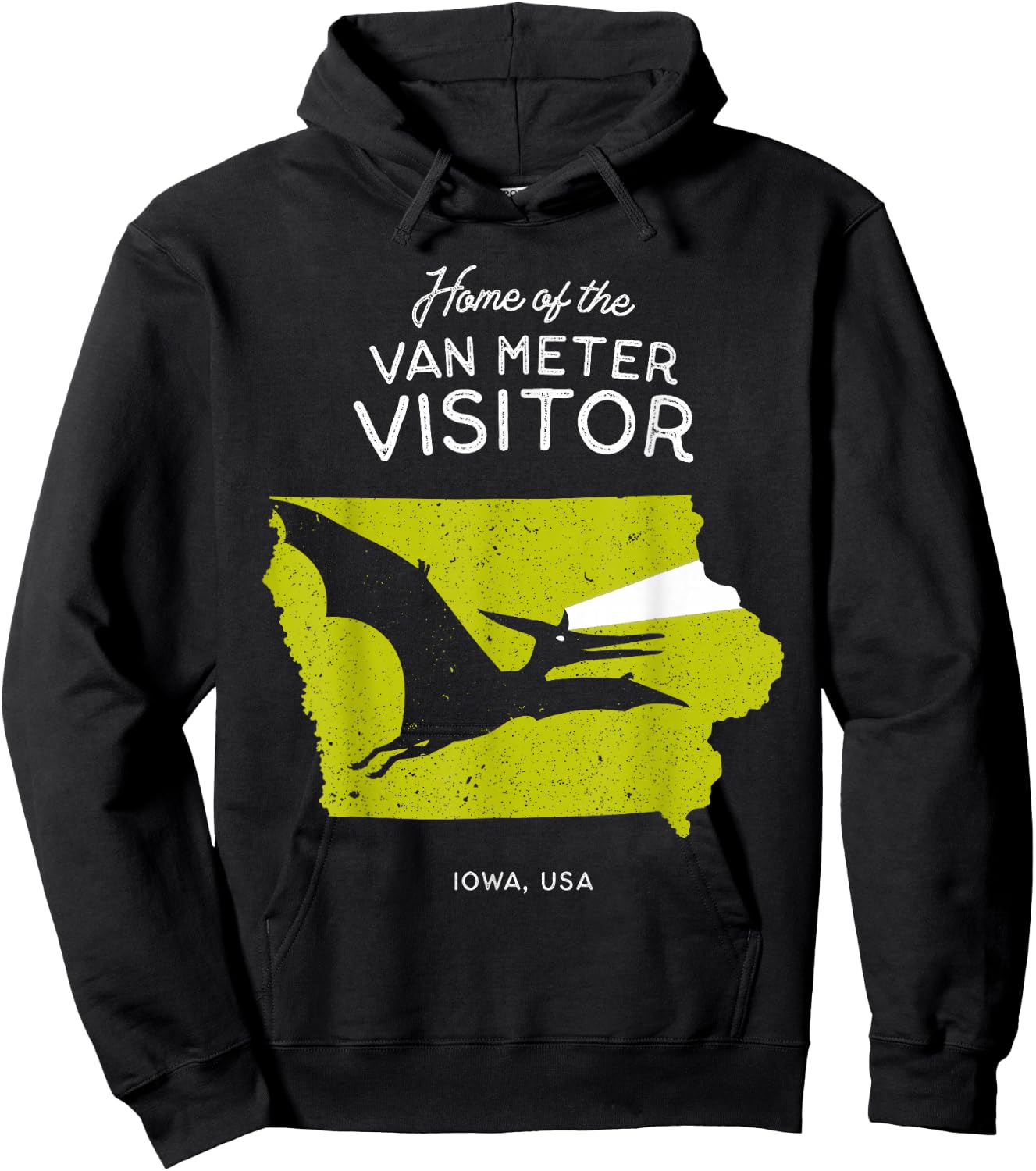 Home of the Van Meter Visitor - Iowa, USA Dinosaur Cryptid Hoodie - Hoodie | Black