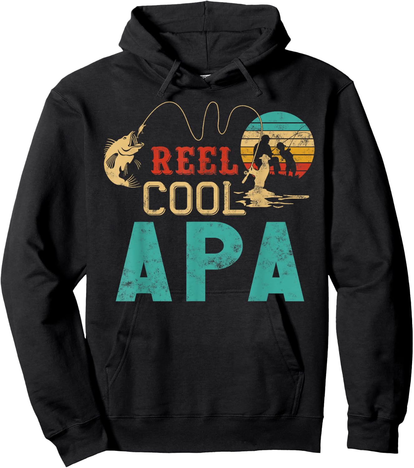 Fishing Reel Cool Apa Father’s Day Gift Fisherman Apa Hoodie - Hoodie | Black